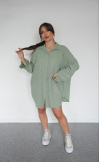 Chemise en gaze de coton kaki