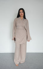 Ensemble effet lin taupe