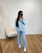 ENSEMBLE EN LAINE BLEU CIEL