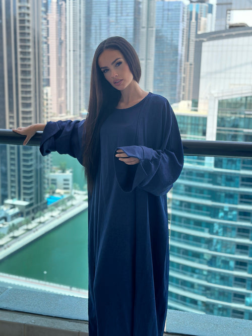 Ensemble kimono et robe bleu marine