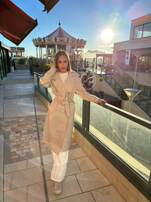 TRENCH EN CUIR BEIGE