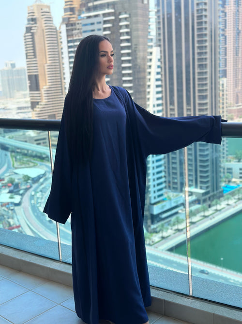 Ensemble kimono et robe bleu marine